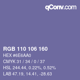 Código de color: RGB 110 106 160 | qconv.com