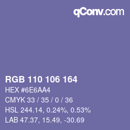 Farbcode: RGB 110 106 164 | qconv.com