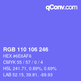 Color code: RGB 110 106 246 | qconv.com