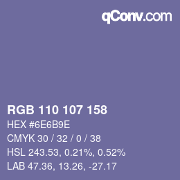 颜色代码: RGB 110 107 158 | qconv.com