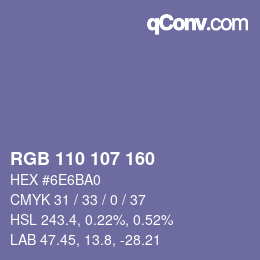 Código de color: RGB 110 107 160 | qconv.com
