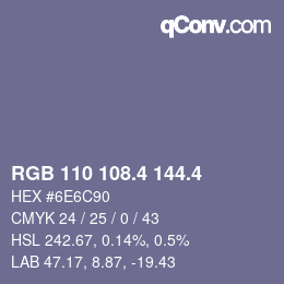 カラーコード: RGB 110 108.4 144.4 | qconv.com