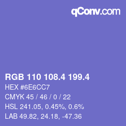 カラーコード: RGB 110 108.4 199.4 | qconv.com