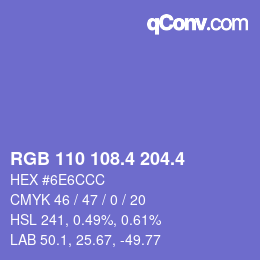 カラーコード: RGB 110 108.4 204.4 | qconv.com