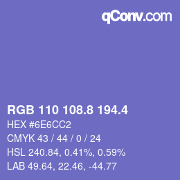 カラーコード: RGB 110 108.8 194.4 | qconv.com