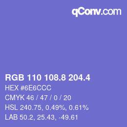 カラーコード: RGB 110 108.8 204.4 | qconv.com