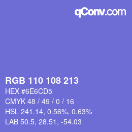 Color code: RGB 110 108 213 | qconv.com