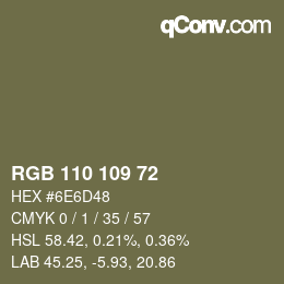颜色代码: RGB 110 109 72 | qconv.com