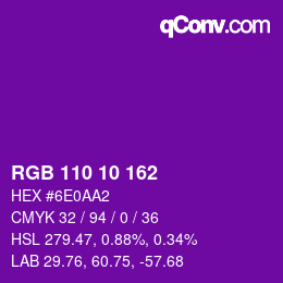 Color code: RGB 110 10 162 | qconv.com