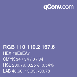カラーコード: RGB 110 110.2 167.6 | qconv.com