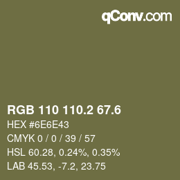 カラーコード: RGB 110 110.2 67.6 | qconv.com