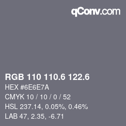 カラーコード: RGB 110 110.6 122.6 | qconv.com