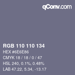 カラーコード: RGB 110 110 134 | qconv.com