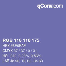 Color code: RGB 110 110 175 | qconv.com