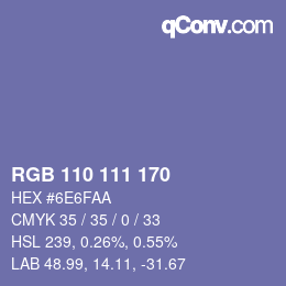 Color code: RGB 110 111 170 | qconv.com