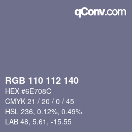 Farbcode: RGB 110 112 140 | qconv.com