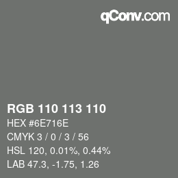 Farbcode: RGB 110 113 110 | qconv.com