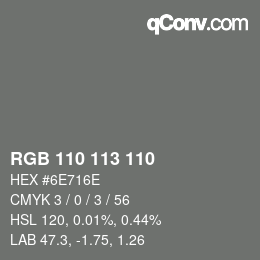 Color code: RGB 110 113 110 | qconv.com