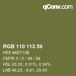 Color code: RGB 110 113 59 | qconv.com