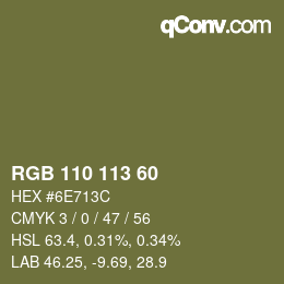 カラーコード: RGB 110 113 60 | qconv.com