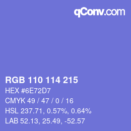 Color code: RGB 110 114 215 | qconv.com