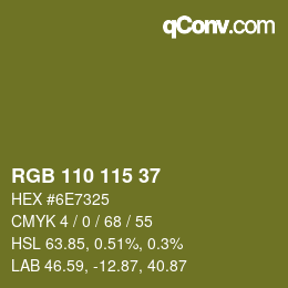 Color code: RGB 110 115 37 | qconv.com