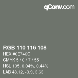 Código de color: RGB 110 116 108 | qconv.com