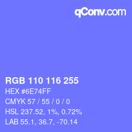 カラーコード: RGB 110 116 255 | qconv.com