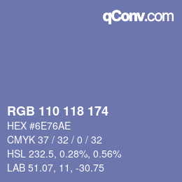 Color code: RGB 110 118 174 | qconv.com