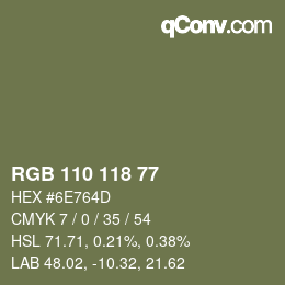 颜色代码: RGB 110 118 77 | qconv.com