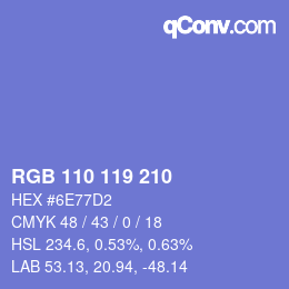 カラーコード: RGB 110 119 210 | qconv.com