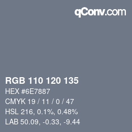 颜色代码: RGB 110 120 135 | qconv.com