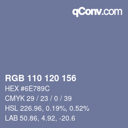 颜色代码: RGB 110 120 156 | qconv.com