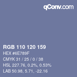 Color code: RGB 110 120 159 | qconv.com