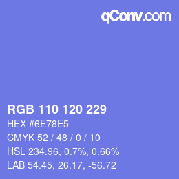 Color code: RGB 110 120 229 | qconv.com