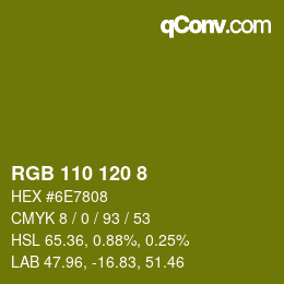 颜色代码: RGB 110 120 8 | qconv.com