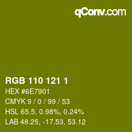カラーコード: RGB 110 121 1 | qconv.com