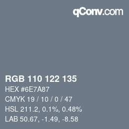 Código de color: RGB 110 122 135 | qconv.com