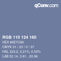 Farbcode: RGB 110 124 160 | qconv.com