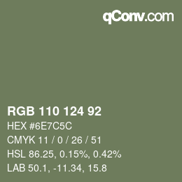 Código de color: RGB 110 124 92 | qconv.com