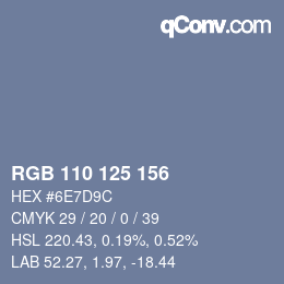 Código de color: RGB 110 125 156 | qconv.com