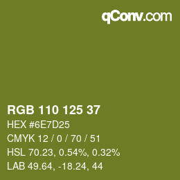 Color code: RGB 110 125 37 | qconv.com