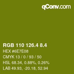 カラーコード: RGB 110 126.4 8.4 | qconv.com