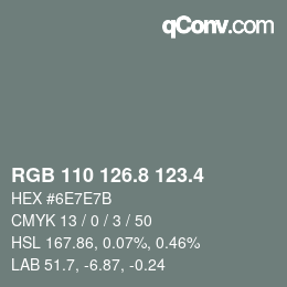 カラーコード: RGB 110 126.8 123.4 | qconv.com