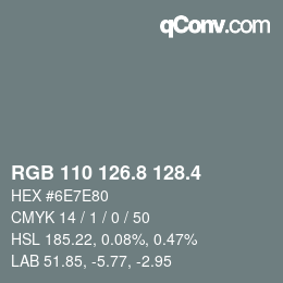 カラーコード: RGB 110 126.8 128.4 | qconv.com