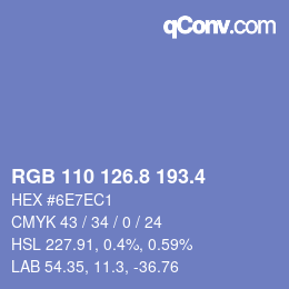 カラーコード: RGB 110 126.8 193.4 | qconv.com