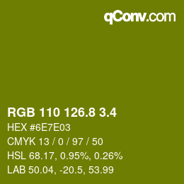 カラーコード: RGB 110 126.8 3.4 | qconv.com