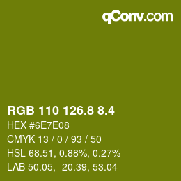 カラーコード: RGB 110 126.8 8.4 | qconv.com