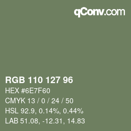 Color code: RGB 110 127 96 | qconv.com