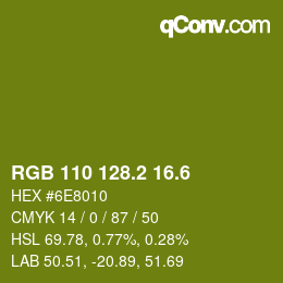 カラーコード: RGB 110 128.2 16.6 | qconv.com